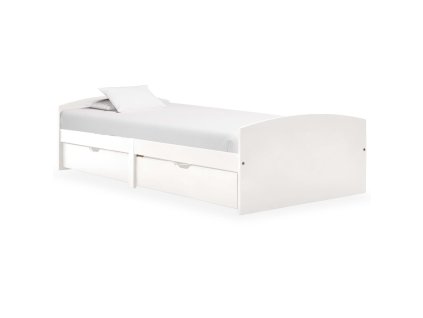 Rám postele se 2 zásuvkami bílý masivní borovice 90 x 200 cm 322155