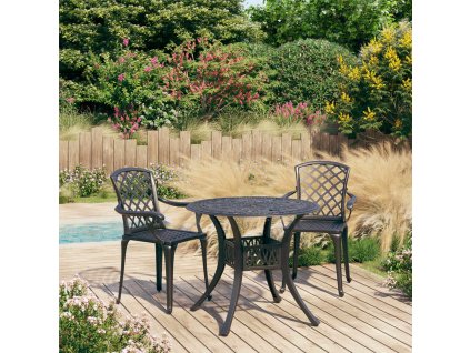3dílný bistro set litý hliník černý 3070584