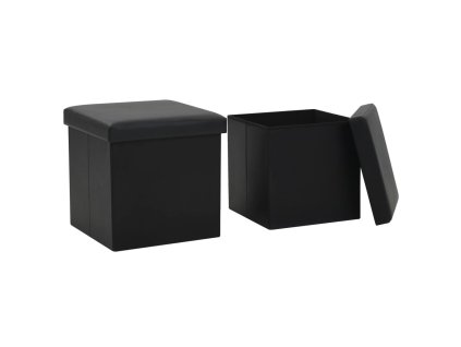 Skládací úložné stoličky 2 ks černé umělá kůže 247083