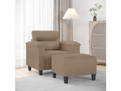 Křeslo s podnožkou cappuccino 60 cm umělá kůže 3201241