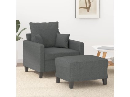 Křeslo s podnožkou tmavě šedé 60 cm textil 3201082