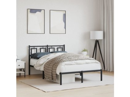 Kovový rám postele s čelem černý 120 x 190 cm 374238