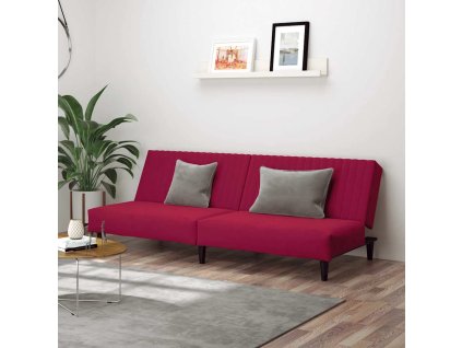 2místná rozkládací pohovka vínová samet 375931