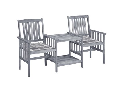 Zahradní židle s čajovým stolkem a poduškami masivní akácie 3061316