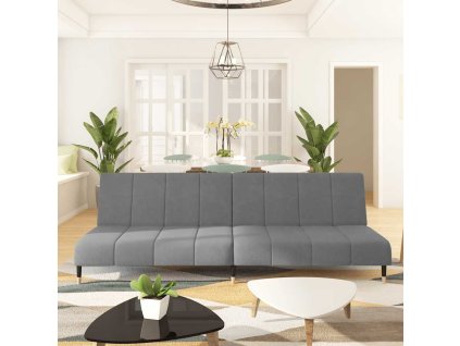 2místná rozkládací pohovka světle šedá samet 375874