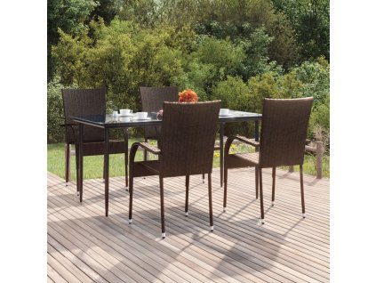 5dílný zahradní jídelní set hnědý polyratan 3156672