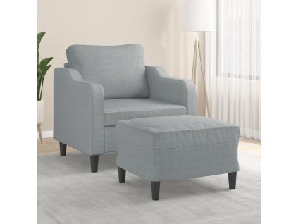 Křeslo s podnožkou světle šedé 60 cm textil 3201127