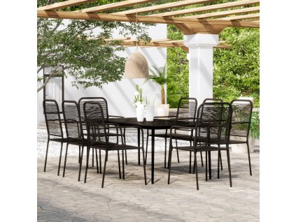 9dílný zahradní jídelní set černý 3099148