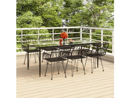 7dílný zahradní jídelní set černý polyratan 3157857