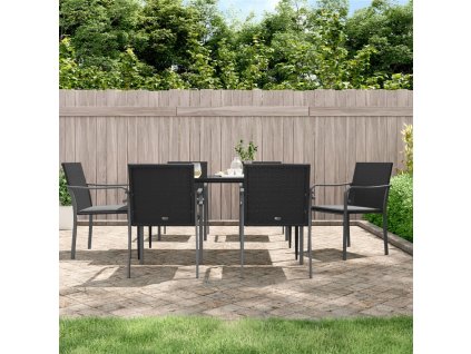 7dílný zahradní jídelní set s poduškami polyratan a ocel 3186944