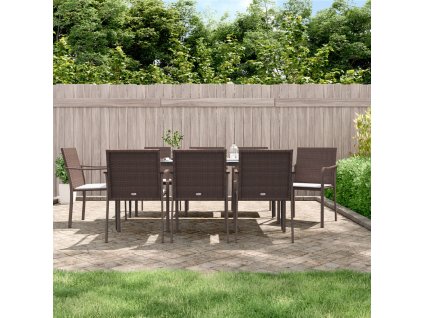 9dílný zahradní jídelní set s poduškami polyratan a ocel 3186950