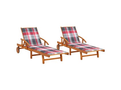 Zahradní lehátka s poduškami 2 ks masivní akáciové dřevo 3077343