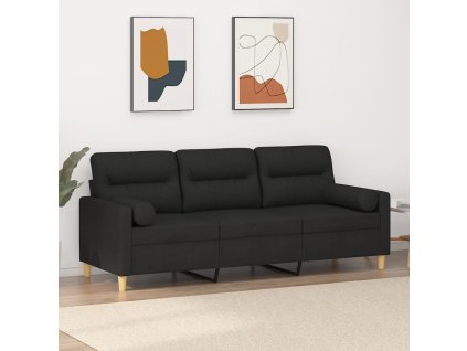3místná pohovka s polštáři černá 180 cm textil 3200833