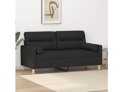 2místná pohovka s polštáři černá 140 cm textil 3200825