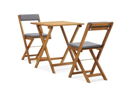 3dílný skládací bistro set s poduškami masivní akáciové dřevo 310275