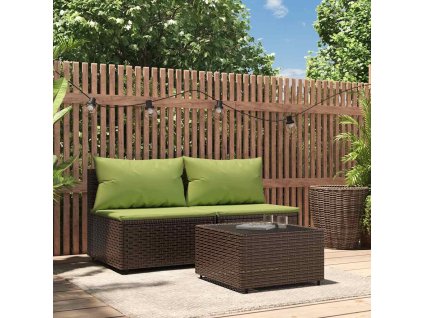 3dílná zahradní sedací souprava s poduškami hnědá polyratan 319835