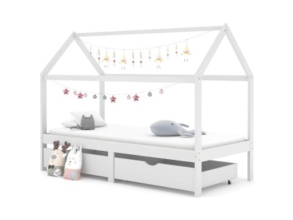 Rám dětské postele se zásuvkami bílý masivní borovice 90x200 cm 322141