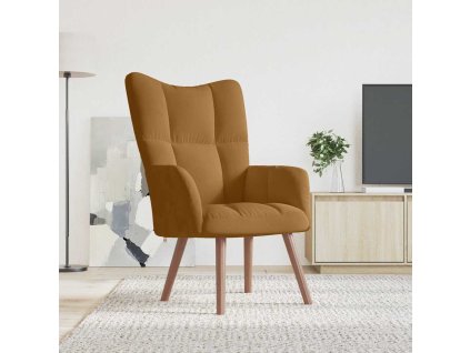 Relaxační křeslo hnědé samet 328059