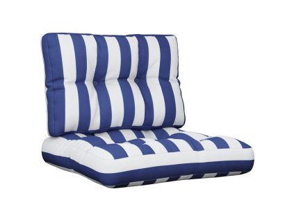 Podušky na palety 2 ks modré a bílé pruhy textil 360682