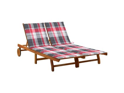 Zahradní lehátko pro 2 osoby s poduškami masivní akácie 3061387