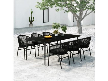 7dílný zahradní jídelní set černý 3099243