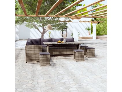 6dílná zahradní sedací souprava s poduškami polyratan šedá 3098169