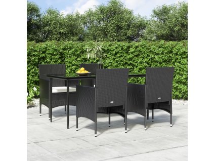 5dílný zahradní jídelní set s poduškami černý 3156616
