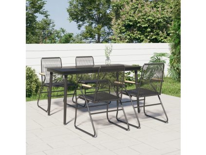 5dílný zahradní jídelní set černý PVC ratan 3099217