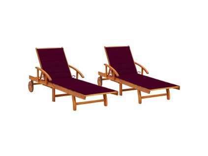 Zahradní lehátka s poduškami 2 ks masivní akáciové dřevo 3077339
