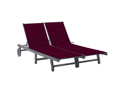 Zahradní lehátko pro 2 osoby s poduškou šedé masivní akácie 3061398