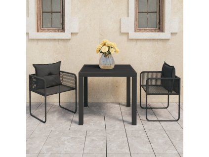 3dílná zahradní jídelní souprava PVC ratan černá 3060100