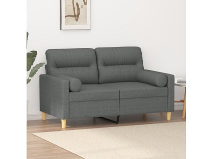 2místná pohovka s polštáři tmavě šedá 120 cm textil 3200814
