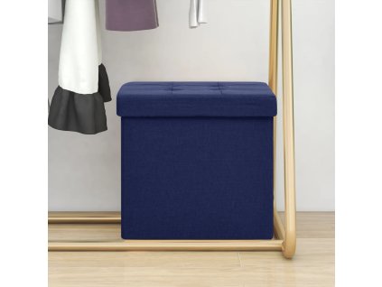 Skládací úložná stolička modrá umělý len 338767