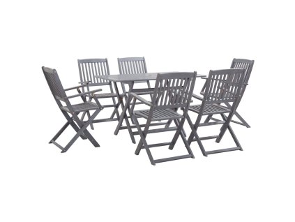 7dílný zahradní jídelní set masivní akáciové dřevo šedý 278922