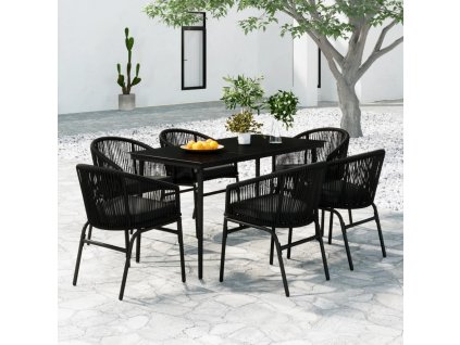 7dílný zahradní jídelní set černý 3099242