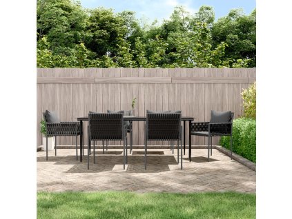 7dílný zahradní jídelní set s poduškami polyratan a ocel 3187063