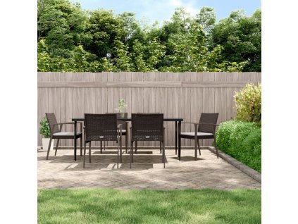 7dílný zahradní jídelní set s poduškami polyratan a ocel 3186981