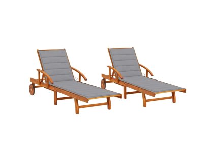 Zahradní lehátka s poduškami 2 ks masivní akáciové dřevo 3077331