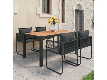 5dílná zahradní jídelní souprava PVC ratan černá a hnědá 3060108