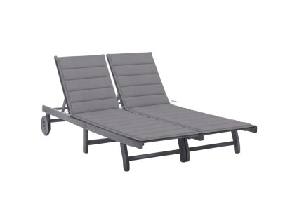 Zahradní lehátko pro 2 osoby s poduškou šedé masivní akácie 3061390