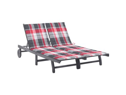 Zahradní lehátko pro 2 osoby s poduškou šedé masivní akácie 3061402