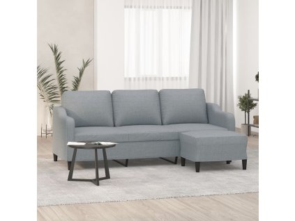 3místná pohovka s podnožkou světle šedá 180 cm textil 3201135