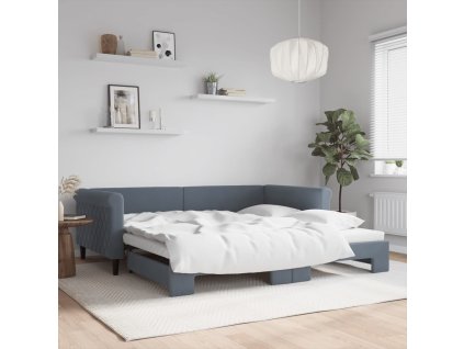 Válenda s přistýlkou tmavě šedá 100 x 200 cm samet 3197779