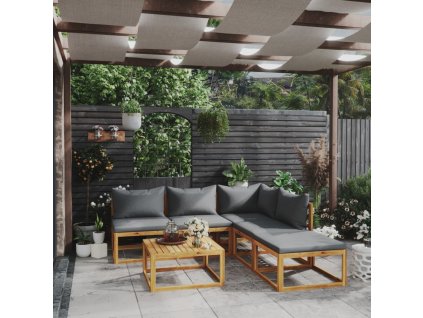 6dílná zahradní sedací souprava s poduškami masivní akácie 3057623