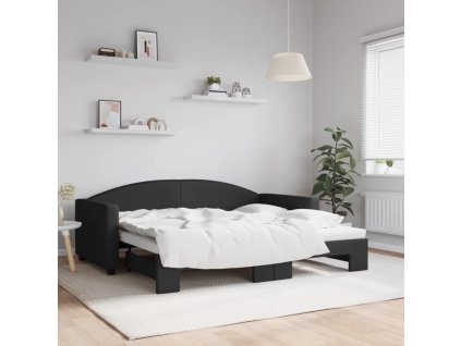 Válenda s přistýlkou černá 90 x 190 cm textil 3197200