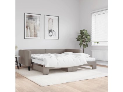 Válenda s přistýlkou a matracemi taupe 100 x 200 cm textil 3196604