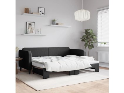 Válenda s přistýlkou černá 80 x 200 cm textil 3196813