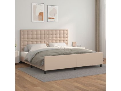 Rám postele s čelem cappuccino 200x200 cm umělá kůže 3125596