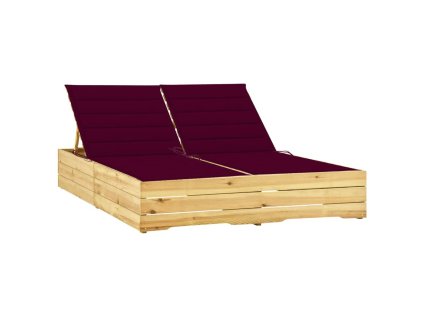 Dvojité lehátko s vínovými poduškami impregnovaná borovice 3065978