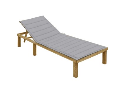 Zahradní lehátko s šedou poduškou impregnované borové dřevo 3065820